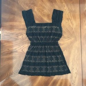 Black lace empire waist tank top